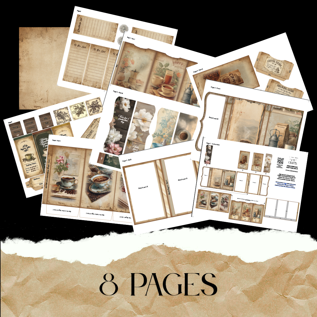 Junk folio coffee sachet holder booklet (Digital File & Cricut Compatible )