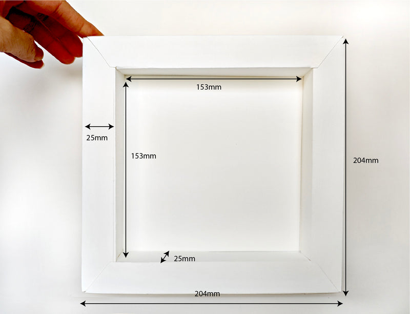 8x8 White Paper Shadow Box photo Frame Template (3 Card Stock Papers)