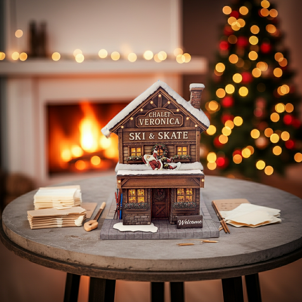 Ski & Skate Christmas Chalet DIY Kit-Miniature 7x5 photo frame shop