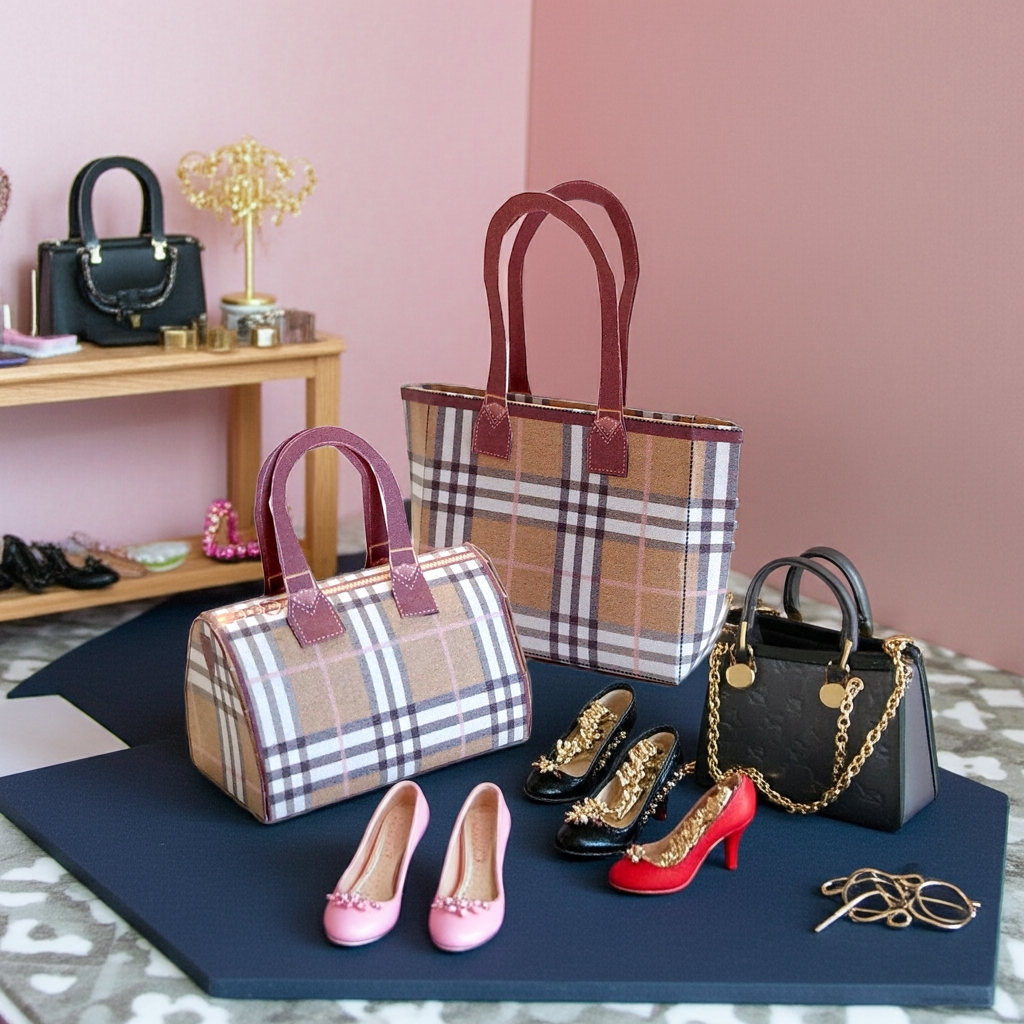 1:6 Luxury brands large bags for dollhouse and department store, 2 items miniatures, luxury house decorations, women's gifts