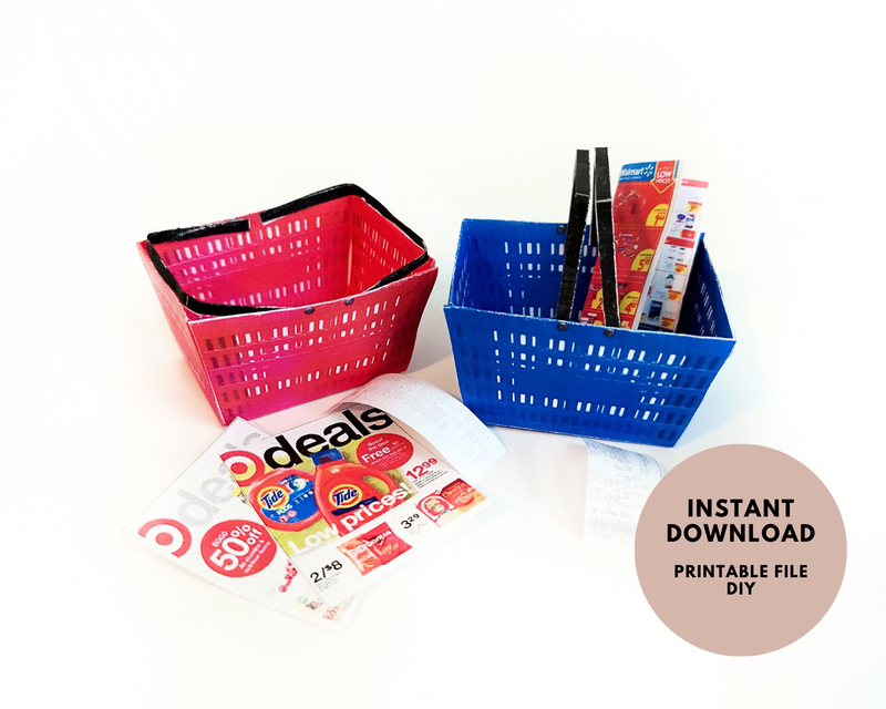 1/6 Scale Miniature Shopping Basket Template, Dollhouse Printable (PDF Download)
