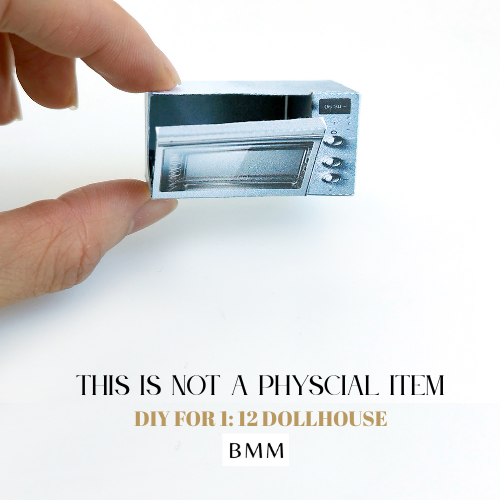 1:12 Openable Kitchen Oven - Printable Dollhouse electricity appliances for mini kitchen, papercraft, printable template