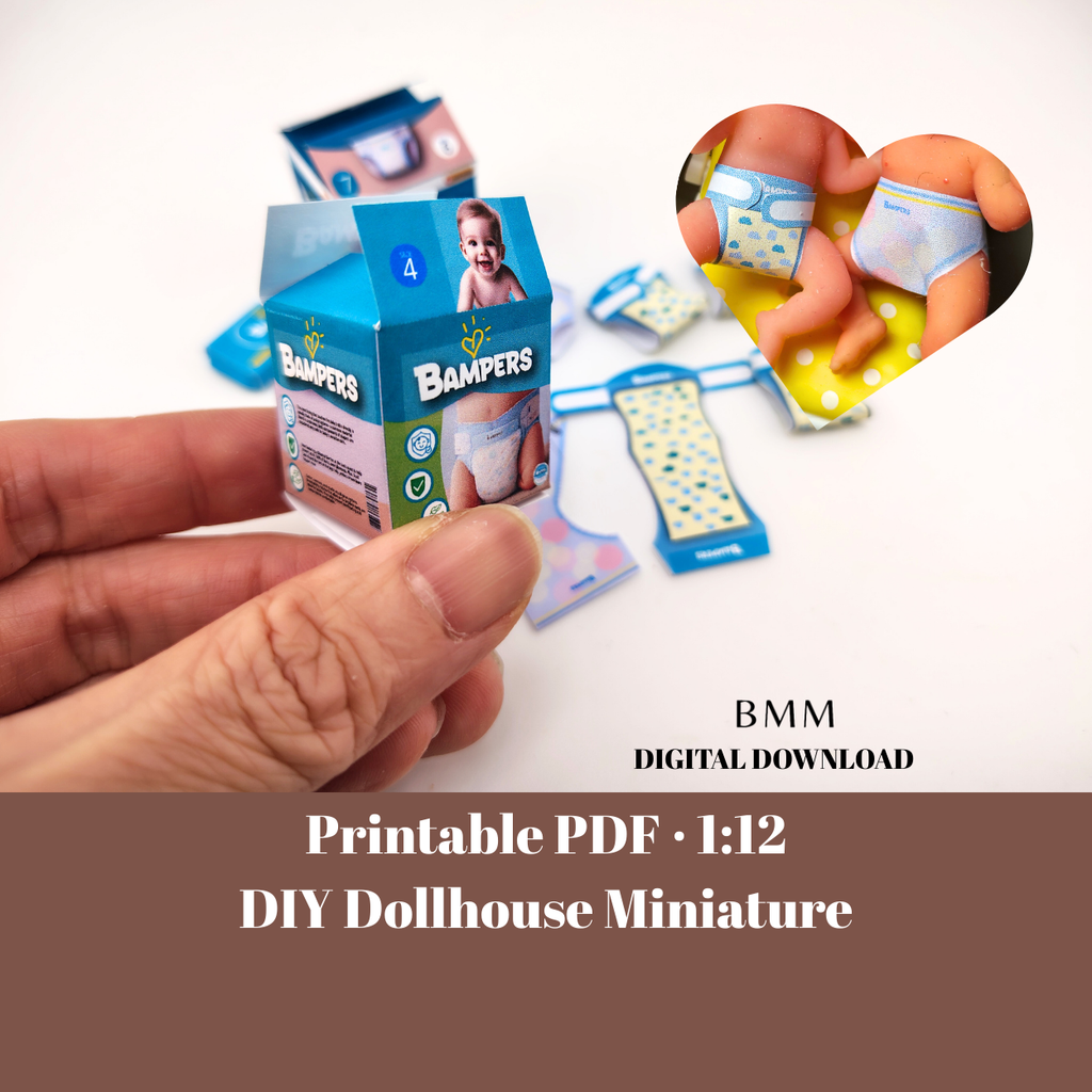 This 1:12 Baby Care Set includes printable diapers and baby wipes, designed for newborn and fit for Zuru Baby, infant, and baby dollhouse scenes. Perfect for nurseries, bedrooms, daycare setups, or caring role-play moments, this set adds warmth and realism to your miniature world.
