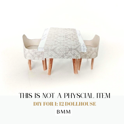 1:12 Dining Living room Table and Chair - Affordable Printable Dollhouse furniture,  DIY, miniature template, BMM shoesbox miniature