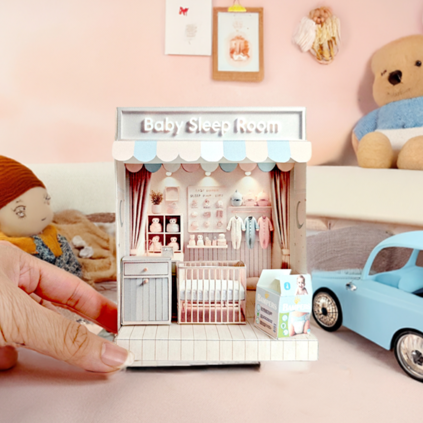  Pick Scene Baby Sleep Room -cute room, baby bed, affordable doll house miniature kit
