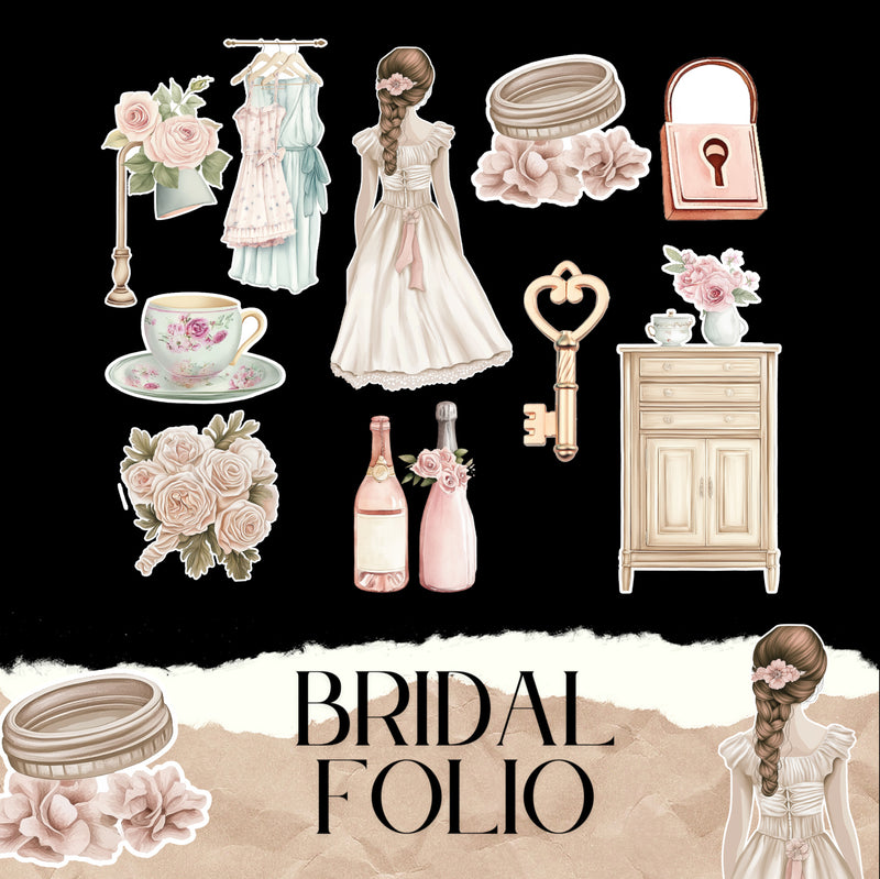 Bridal Junk Journal Kit, Creamy Envelopes, Pockets, Ephemera (Digital Download)