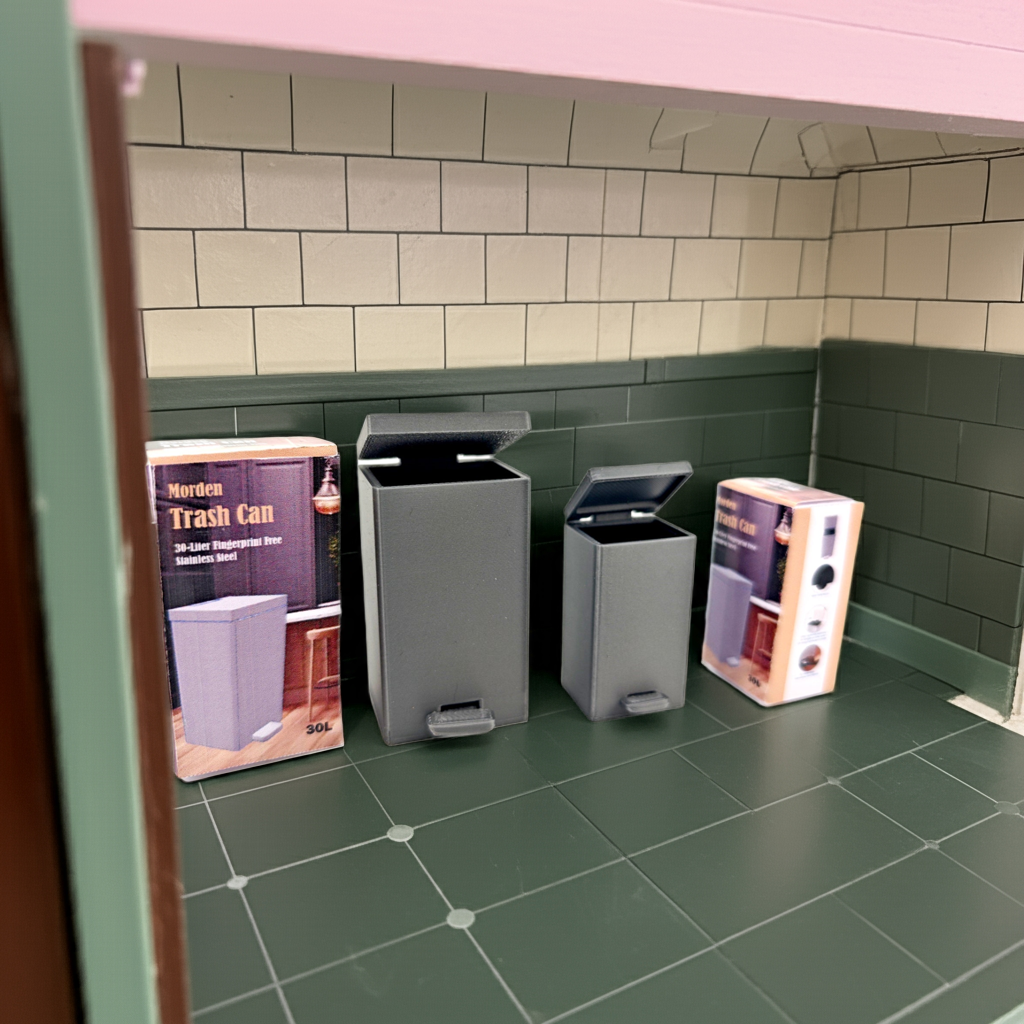 1:12 open realism 30L &15L Trash can, functional pedal mechanism