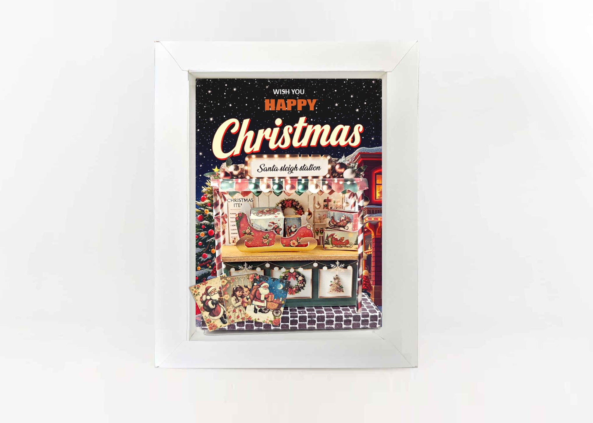 Christmas Background Scene — 7x5" Printable Miniature Backdrop for Shadow Box or Photo Frame Display (Digital Download)