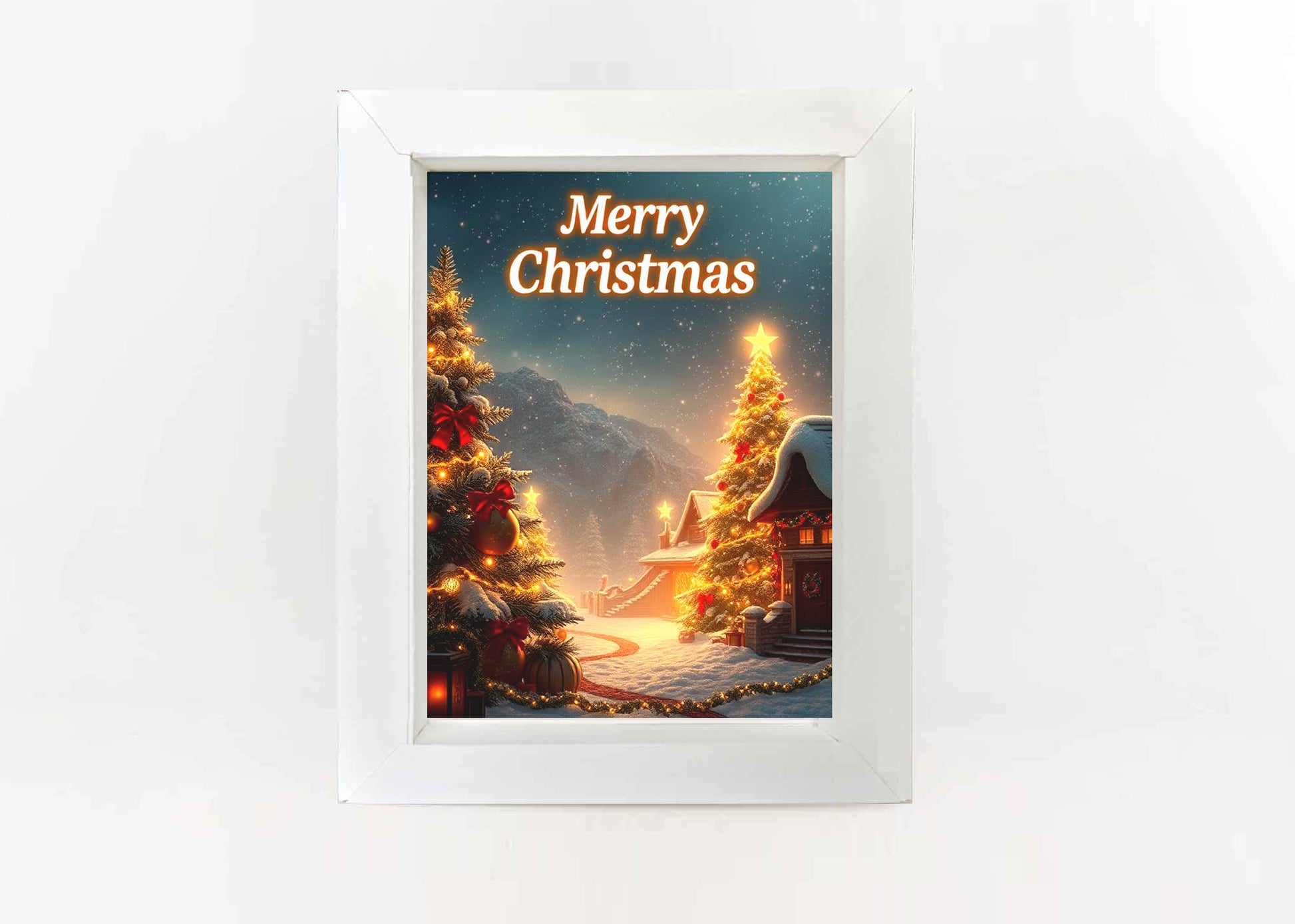 Christmas Background Scene — 7x5" Printable Miniature Backdrop for Shadow Box or Photo Frame Display (Digital Download)