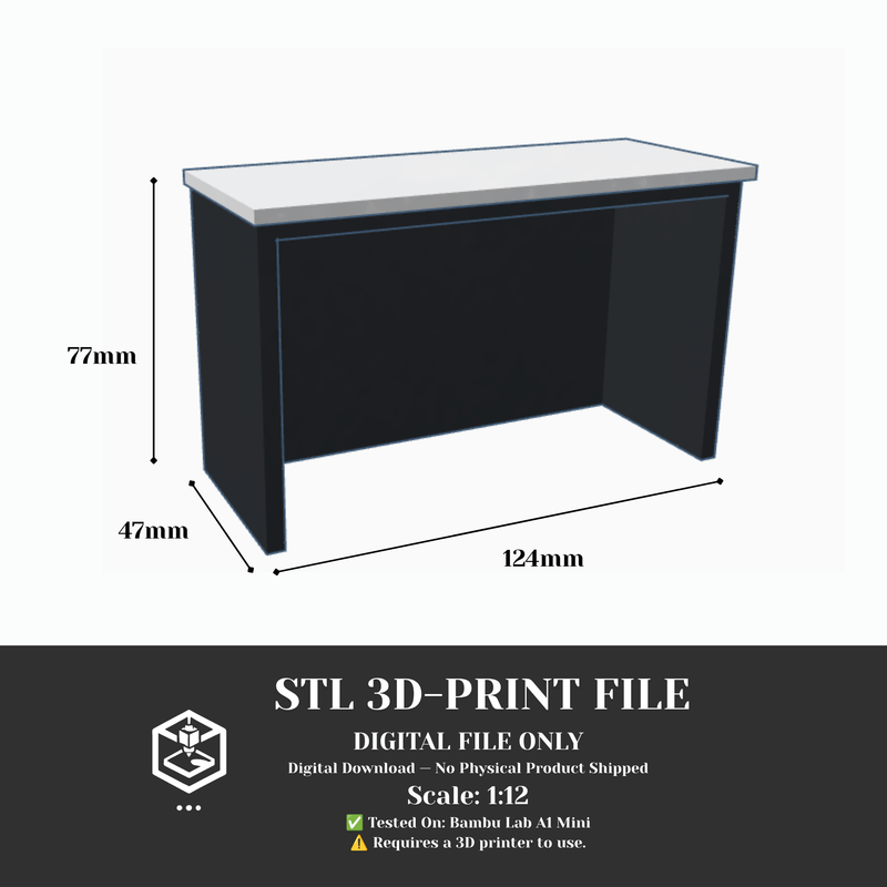 1:12 Kitchen Island STL File, Modern Dollhouse Countertop 3D Print File (Digital Product)