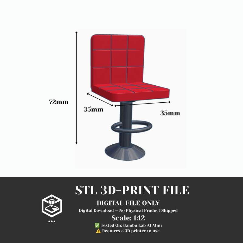 1:12 Height Bar Stood , packaging box , mini kitchen island, living room, furniture, chair, 3D STL ,dioramas