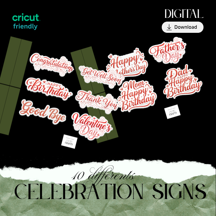 Celebration Signs for Pop-Up Cards — Printable Sentiment Inserts (Congratulations, Happy Birthday, Thank You & More)