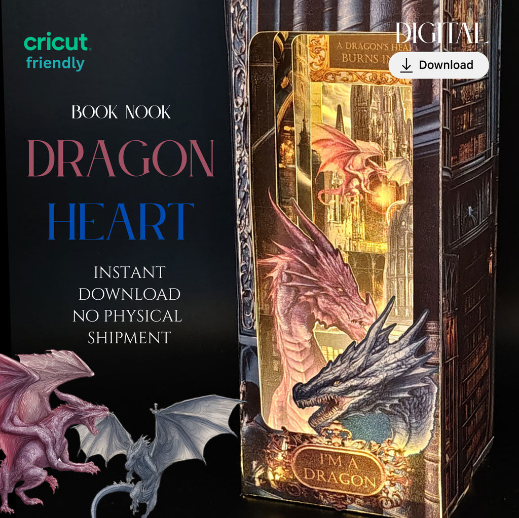 Dragon Book Nook Kit: Paper Diorama Template (PDF & PNG for Cricut)