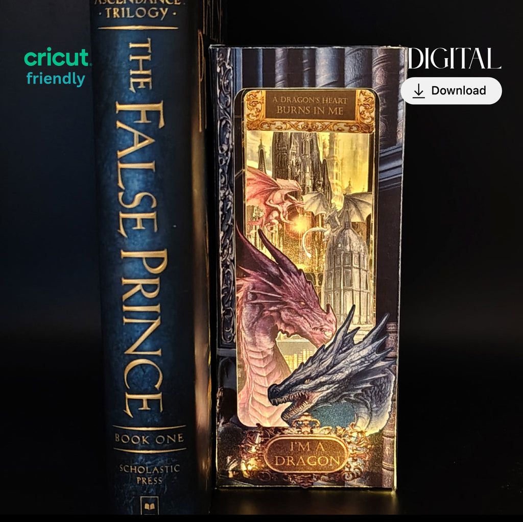 Dragon Book Nook Kit: Paper Diorama Template (PDF & PNG for Cricut)