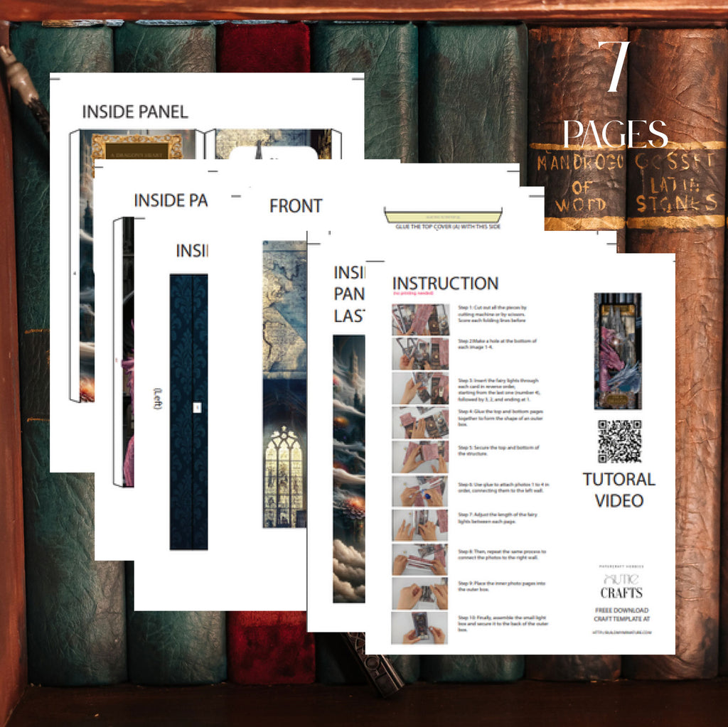 Dragon Book Nook Kit: Paper Diorama Template (PDF & PNG for Cricut)