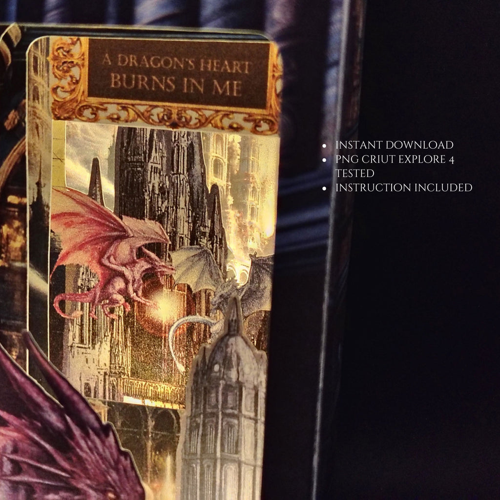 Dragon Book Nook Kit: Paper Diorama Template (PDF & PNG for Cricut)