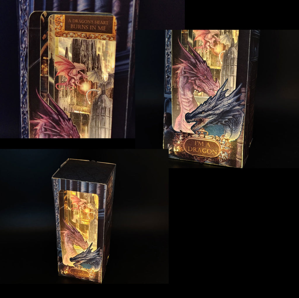 Dragon Book Nook Kit: Paper Diorama Template (PDF & PNG for Cricut)