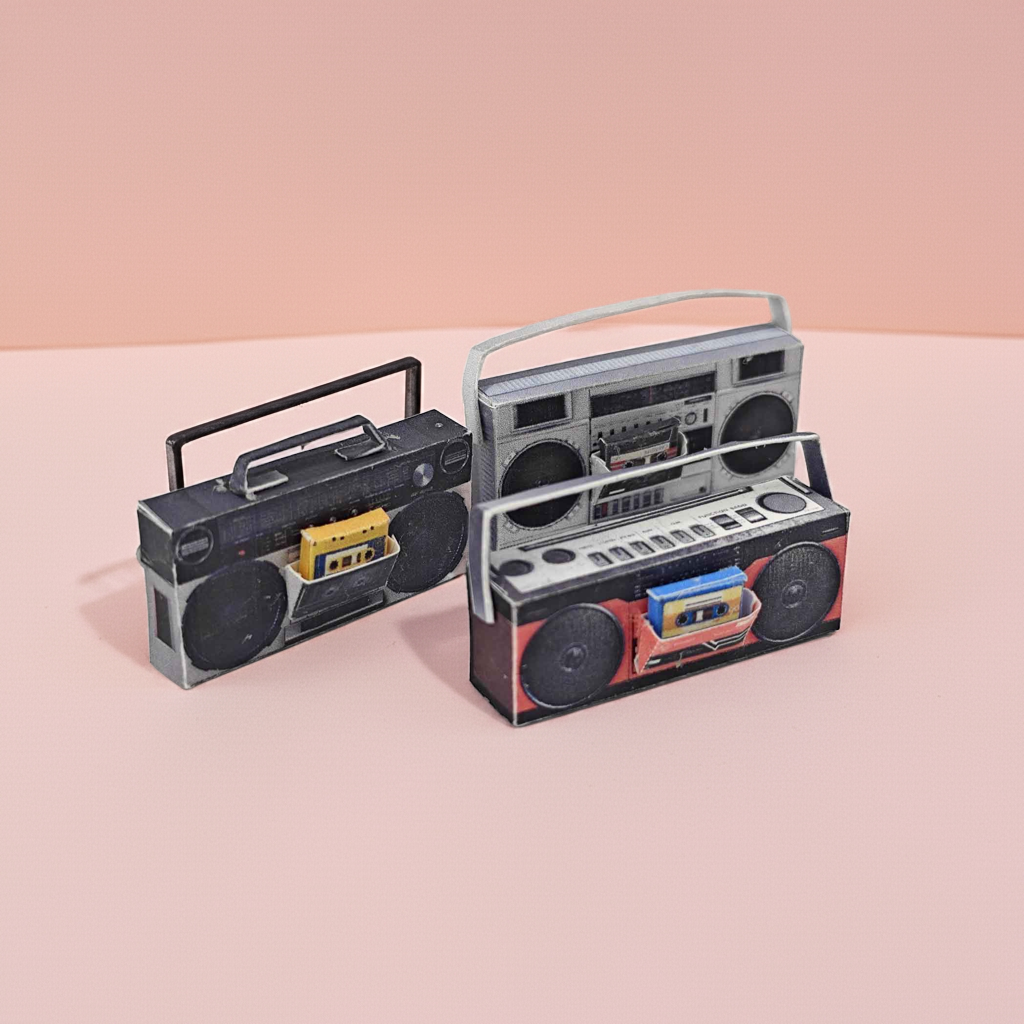 1:12 Boombox 80s related miniature, music sounds, speaker, boombox tape, tape player, DIY