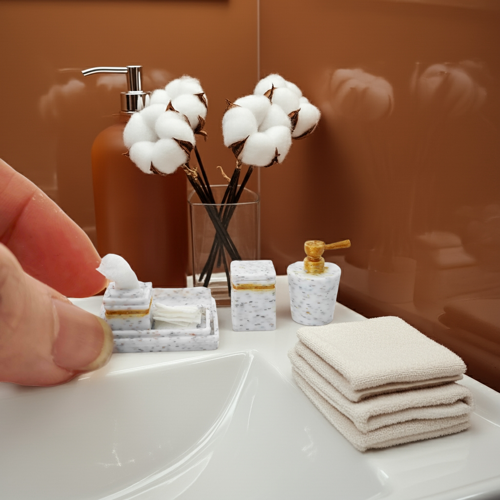 1:12 openable soap bottle and cotton boxes for washroom, 3D printing STL