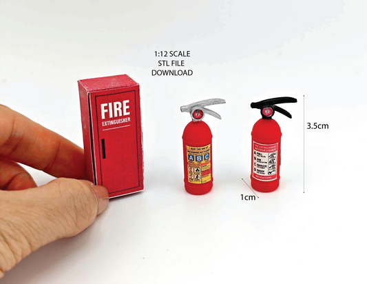1:12 realism Fire Extinguisher, packaging box with label and sticker , mini kitchen, living room, fire truck, fire station, 3D STL ,dioramas