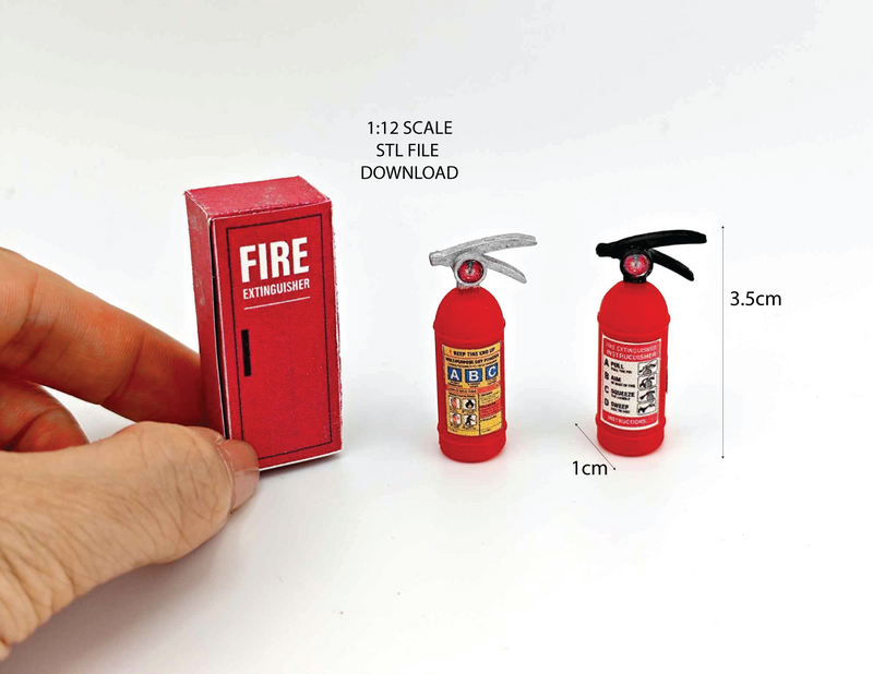 1:12 Scale Fire Extinguisher 3D STL Model for Dioramas (Digital Download)