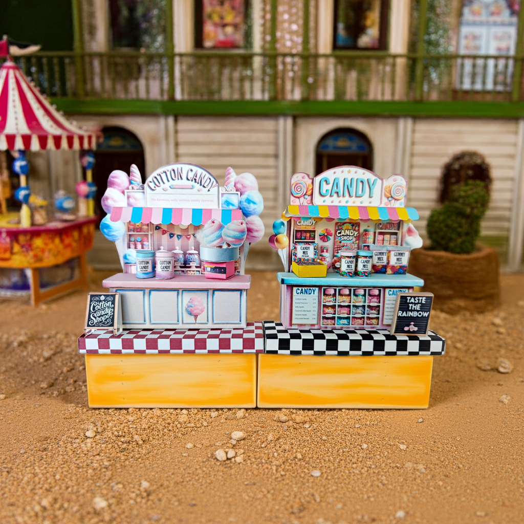 - PickScene Pinky Cotton Candy Shop- DIY miniature scenery kit, instant download template, gift, miniature