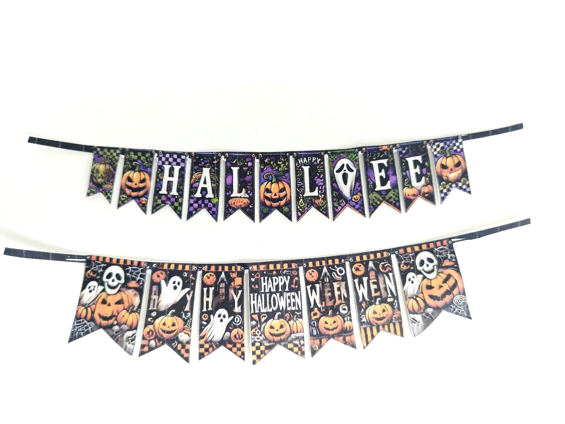 1:6 Halloween banners, plates, plate mats for 1:6 dollhouse Halloween party or dinner