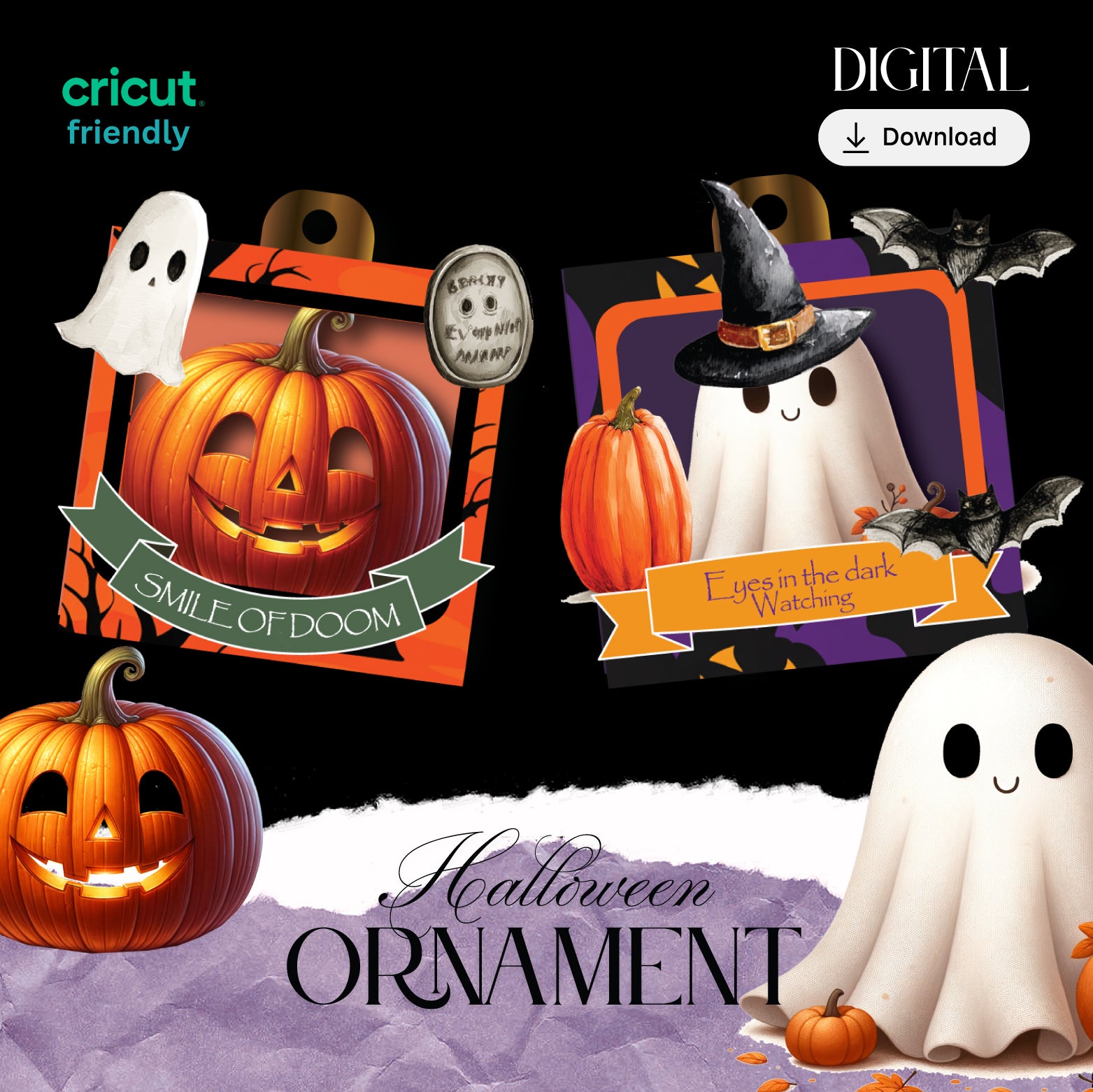 Halloween light-up ornament box DIY craft kit with spooky glowing design