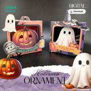 Halloween light-up ornament box DIY craft kit with spooky glowing design