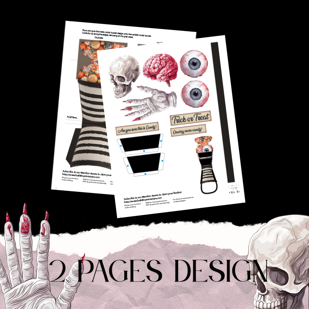 Halloween Candy Bucket Pocket Ephemera — DIY Craft Kit with Spooky Eyes & Bloody Hand