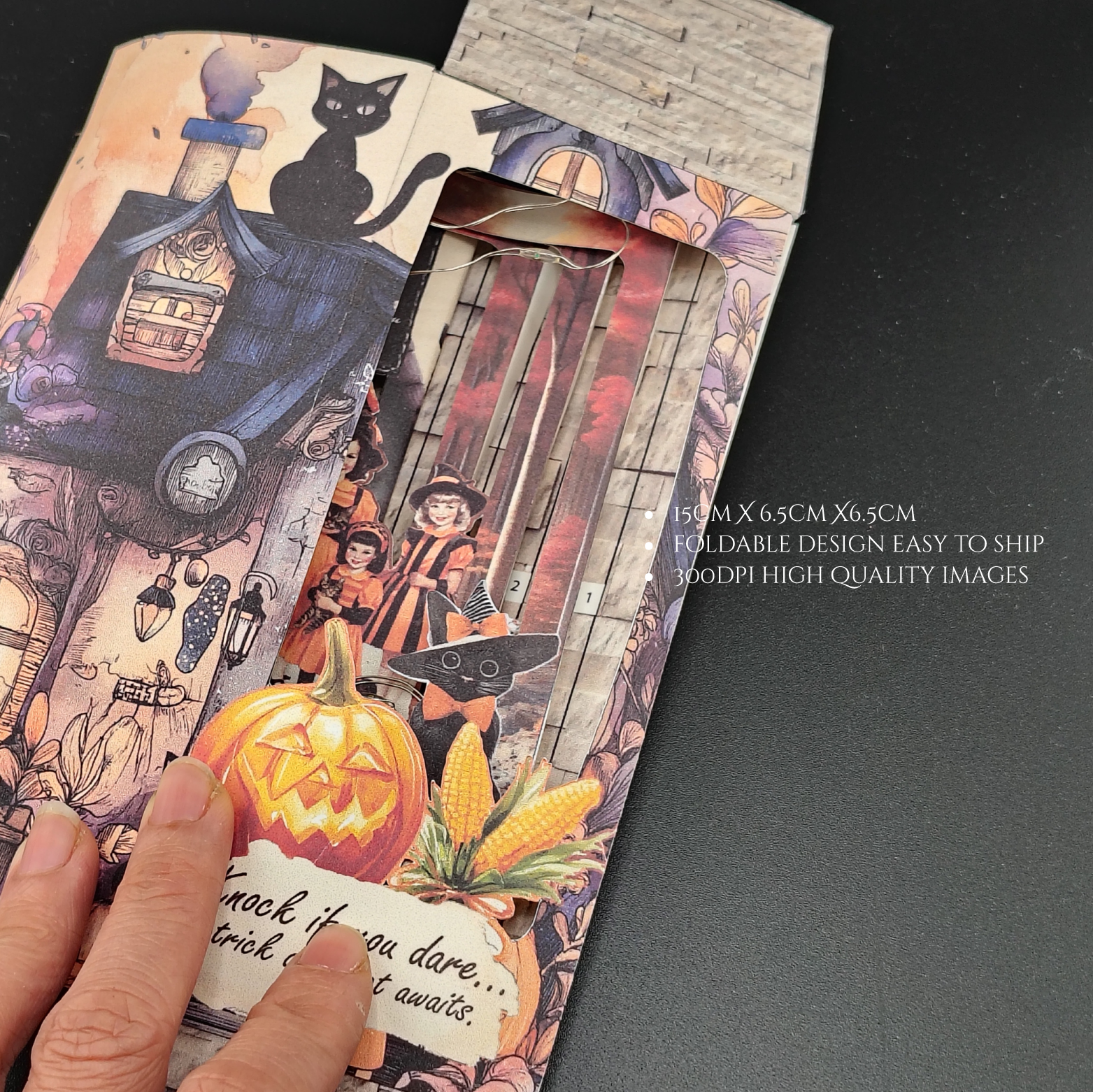 Halloween Trick or Treat BookNook Kit: Paper Diorama Template (PDF & PNG for Cricut)