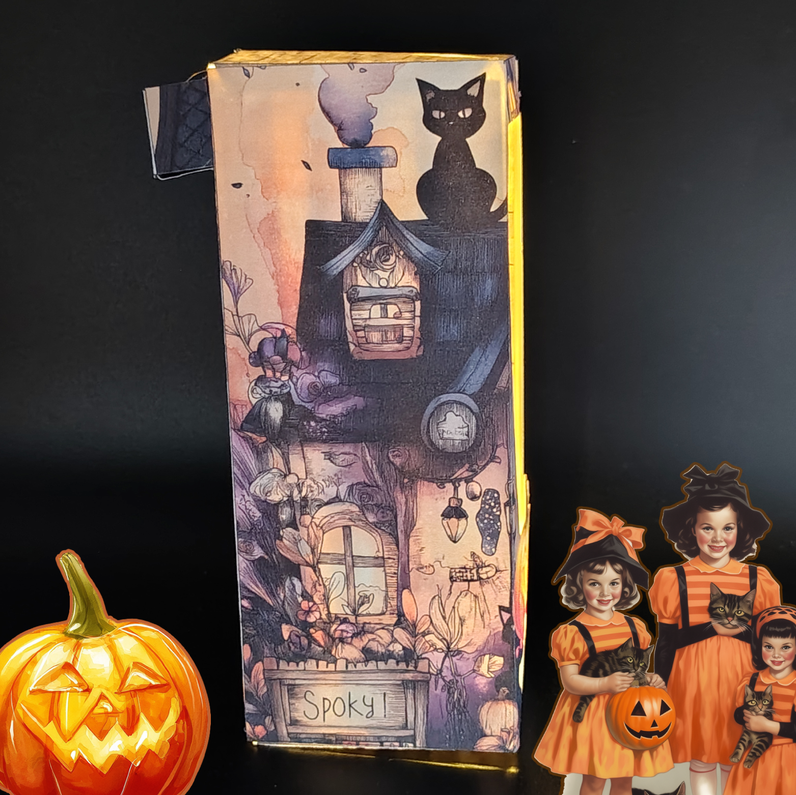 Halloween Trick or Treat BookNook Kit: Paper Diorama Template (PDF & PNG for Cricut)