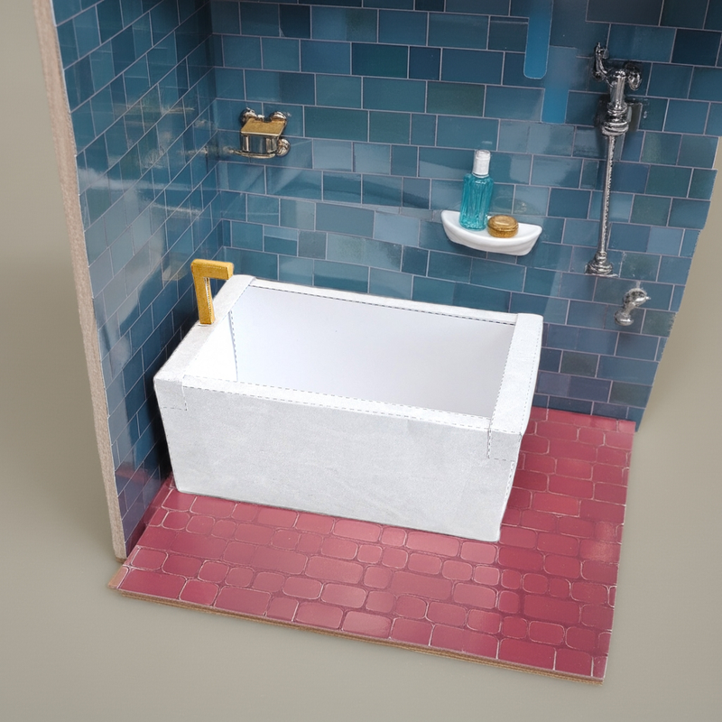 1:12 bathroom Bath Tub  Printable Dollhouse furniture  DIY printable miniature template  BMM Shoe Box  Bathroom scenes