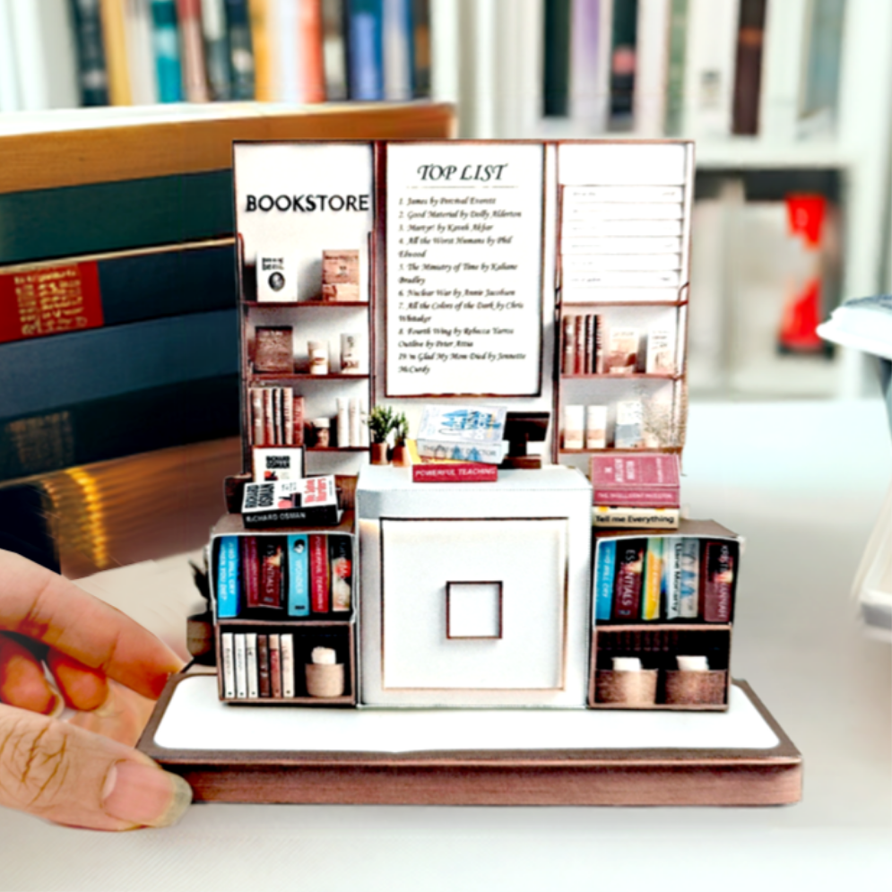 - Pick Scene Book Store stand- DIY miniature scenery kit, bookcase, books, library, mini shop, book covers,