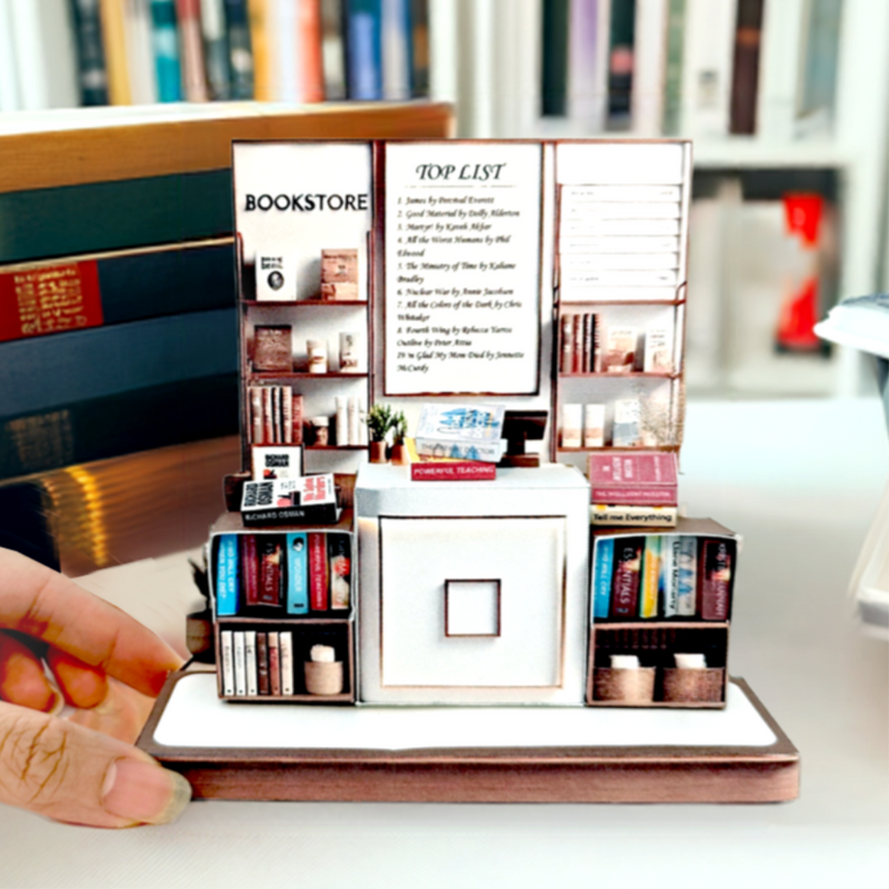 Pick Scene Book Store stand DIY miniature scenery kit, bookcase, books, library, mini shop, book covers,