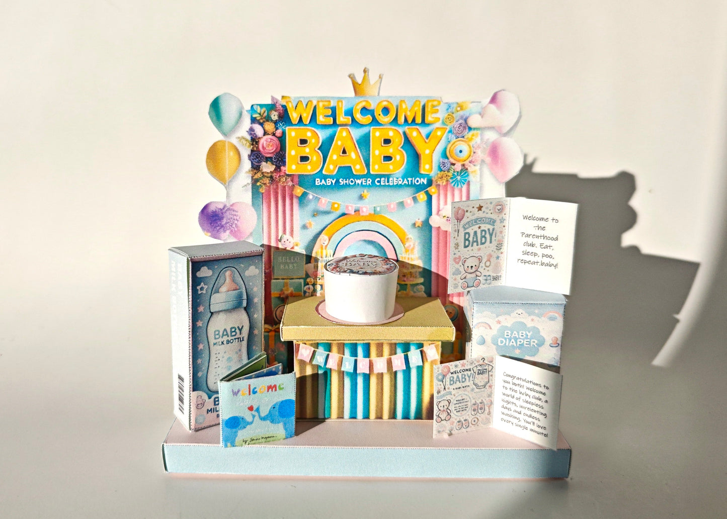 - Baby Shower Welcome stand - presents, cards, bags, DIY present to family, holiday card, gift idea,  milk bottle, diaper