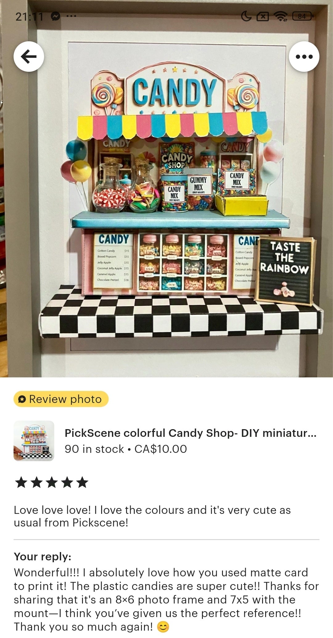 - PickScene colorful Candy Shop- DIY miniature scenery kit, instant download template, gift, miniature candy jar, candy box, gummy mix