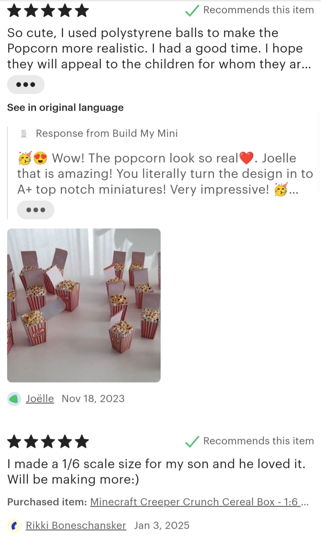 DIY printable TV Game Popcorn Dollhouse Miniature Furniture 1:6 scale 5 pieces Easy Fun Hobby
