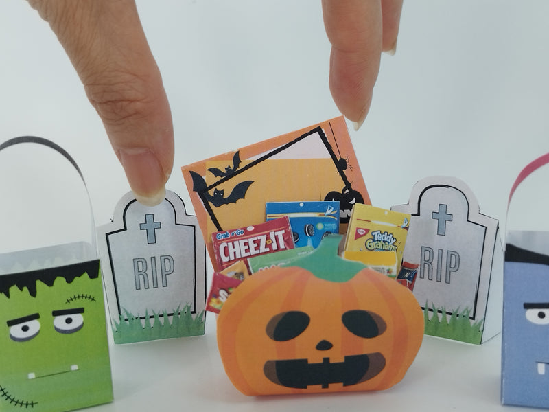 1:6 Scale Halloween Snack Bucket Printable – Dollhouse Miniature Template (PDF)