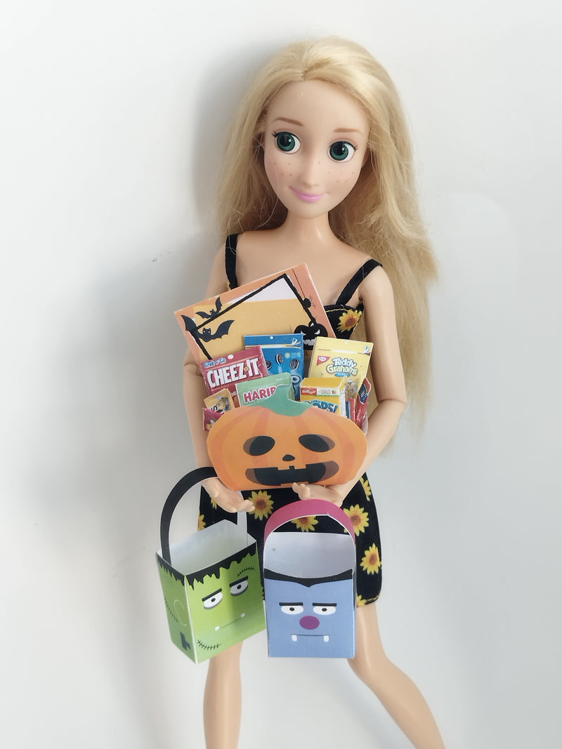 1:6 Scale Halloween Snack Bucket Printable – Dollhouse Miniature Template (PDF)
