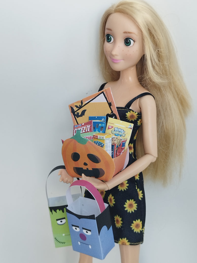 1:6 Scale Halloween Snack Bucket Printable – Dollhouse Miniature Template (PDF)