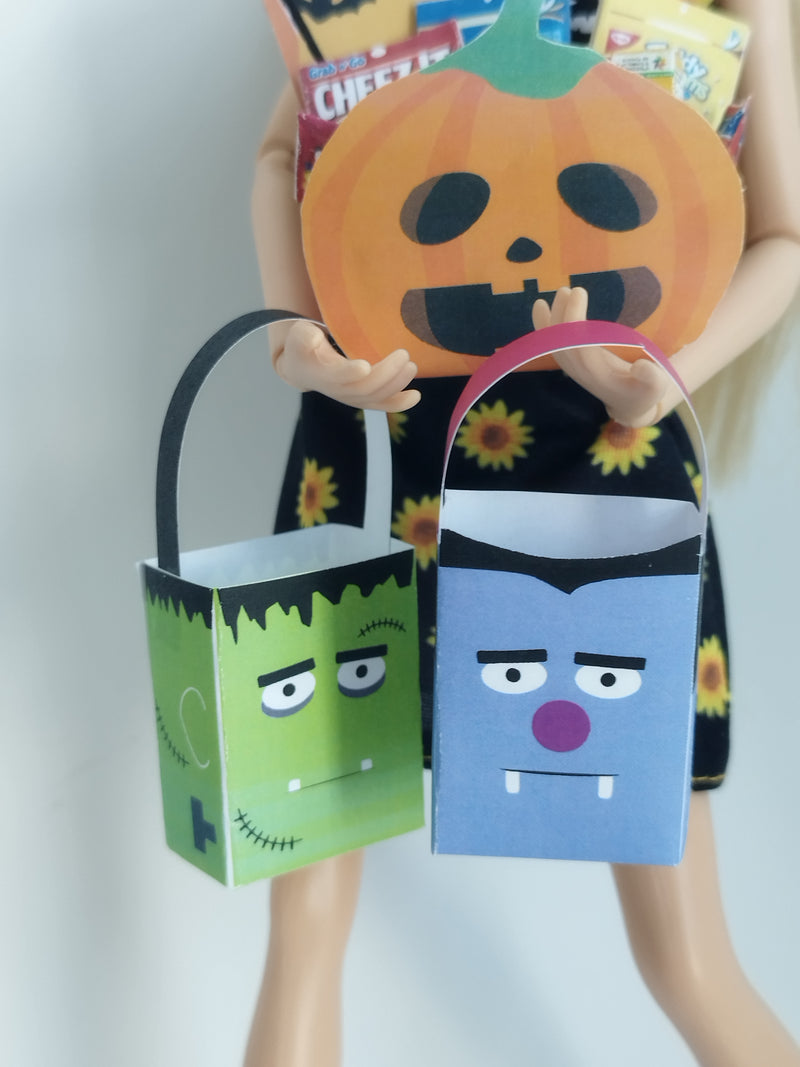 1:6 Scale Halloween Snack Bucket Printable – Dollhouse Miniature Template (PDF)