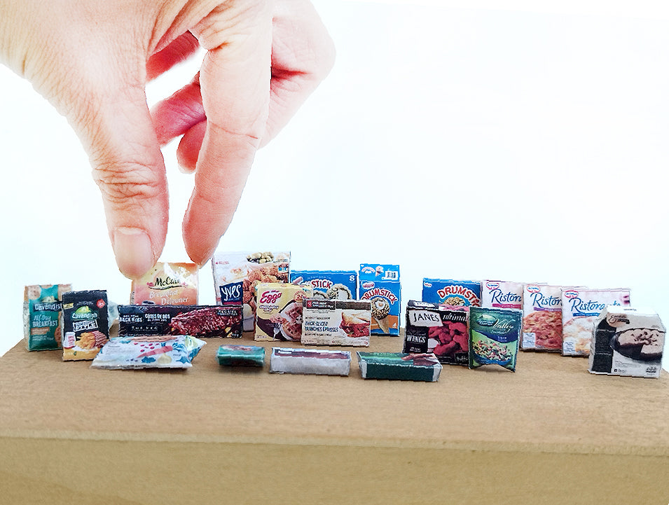 1:12 Scale , 24 items Frozen foods - Printable Dollhouse Frozen foods - printable miniature template