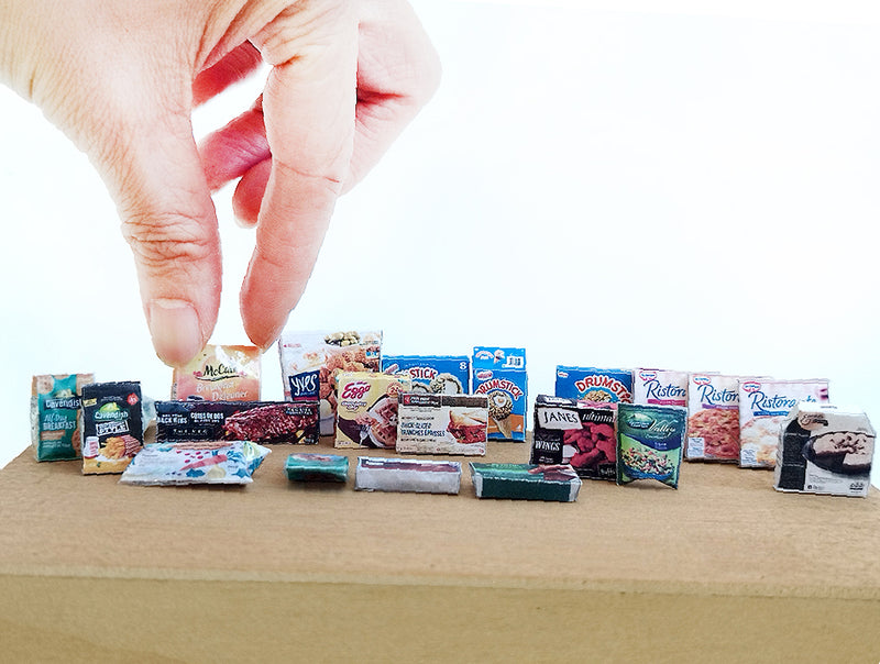 1:12 Scale , 24 items Frozen foods - Printable Dollhouse Frozen foods - printable miniature template