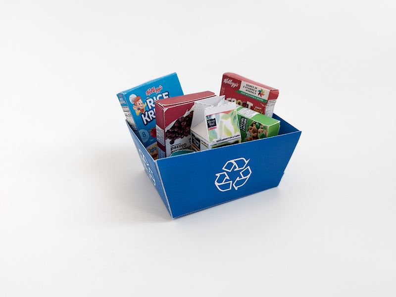 Recycle Bin for Office Recycling Container garbage bin rubbish bin trash bin for dollhouse Small Storage Bin with Recycling Logo, Blue 1:6