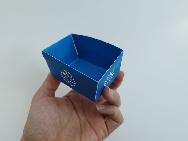 Recycle Bin for Office Recycling Container garbage bin rubbish bin trash bin for dollhouse Small Storage Bin with Recycling Logo, Blue 1:6