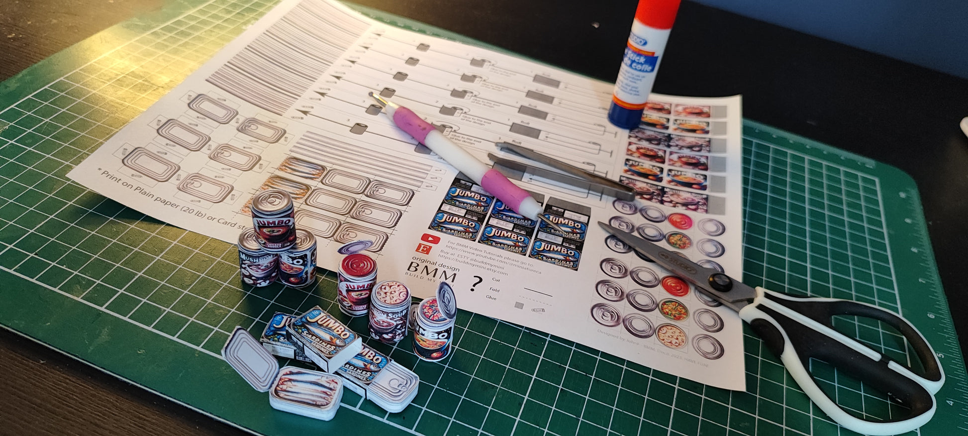 Printable Miniature Soup & Sardine Cans — 1:6 Scale DIY Dollhouse Food Template (7 Openable Designs)