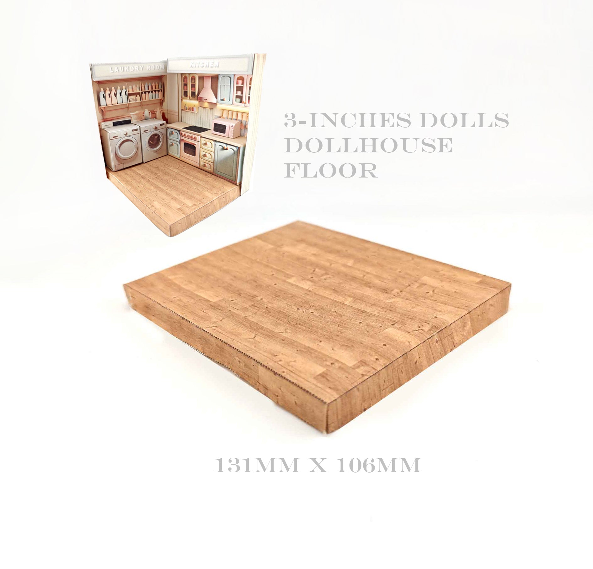 Wooden floor - Combine two PickScene Paper Doll Rooms for 3 inches doll, miniature kit, pickscene paper room and apartment
