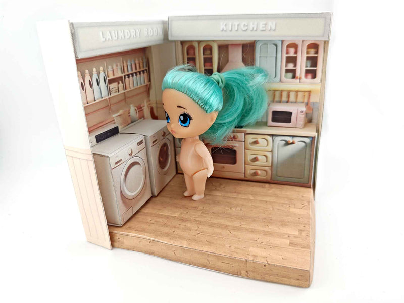 Miniature Wooden Floor – 3-inch Dollhouse PickScene Room Kit