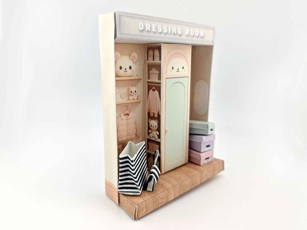 Dressing Room Dollhouse Miniature Kit: Printable Closet Scene (DIY) 3inches doll
